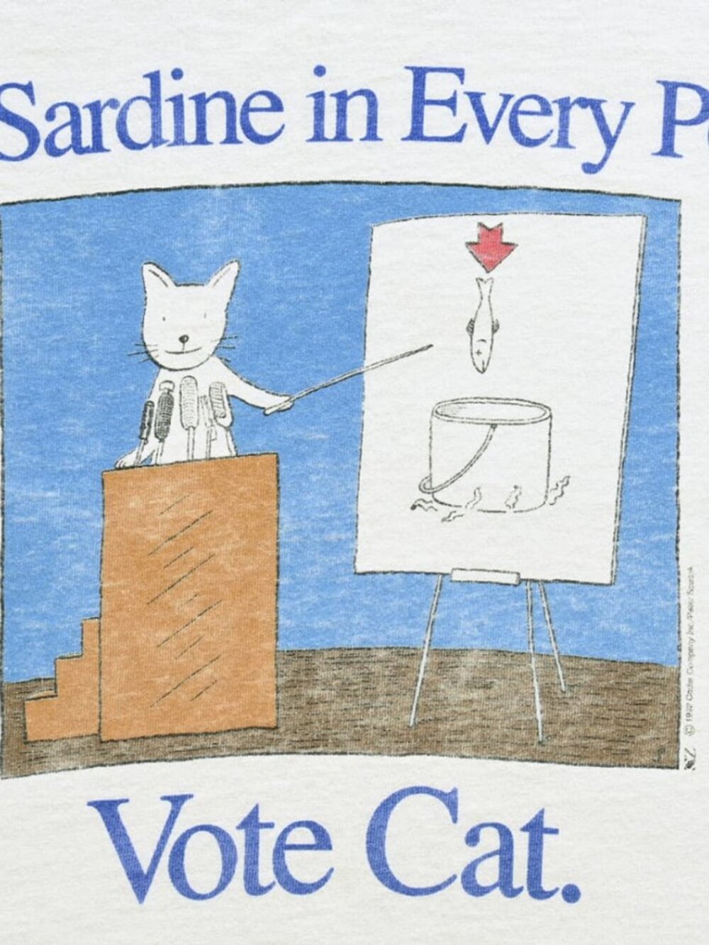 A Sardine in Every Pot! Vote Cat Funny Tee - Picture 2 of 2